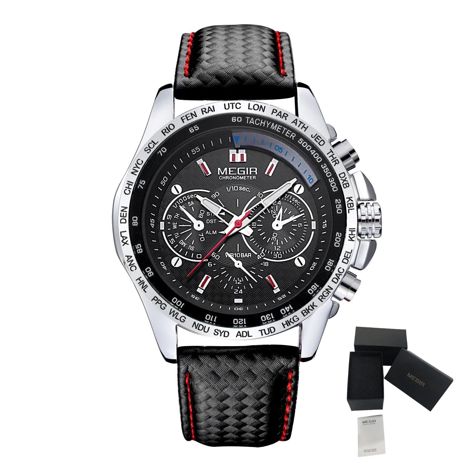 MEGIR Fashion Watches for Men Multifunction Sports Wristwatch Waterproof Quartz Watch Clock Leather Strap Relogio Masculino 1010