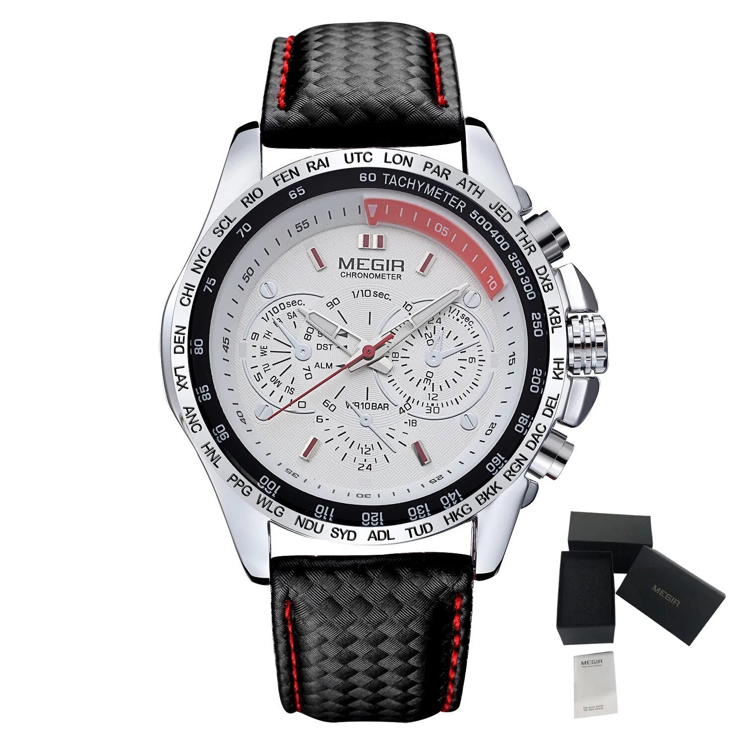 MEGIR Fashion Watches for Men Multifunction Sports Wristwatch Waterproof Quartz Watch Clock Leather Strap Relogio Masculino 1010
