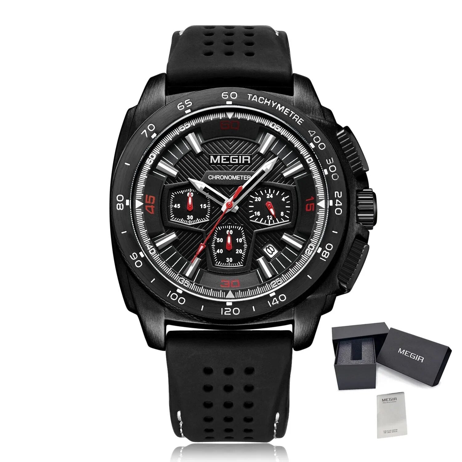 MEGIR Chronograph Men Sport Watches Fashion Silicone Strap Military Quartz Wristwatch Clock Relogio Masculino 2056