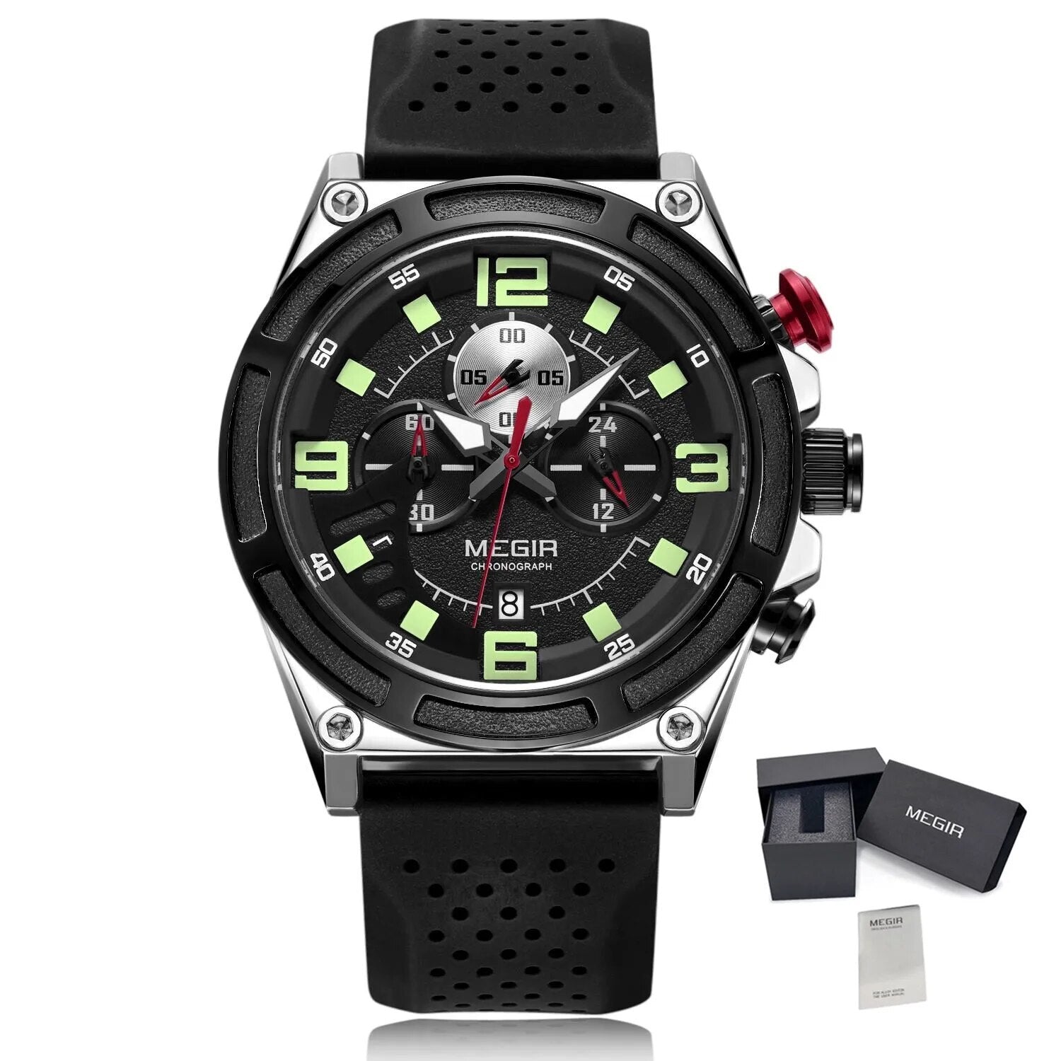 MEGIR Chronograph Luxury Military Sport Watches for Men Waterproof Calendar Silicone Man Quartz Wristwatch Reloj Hombre 2116