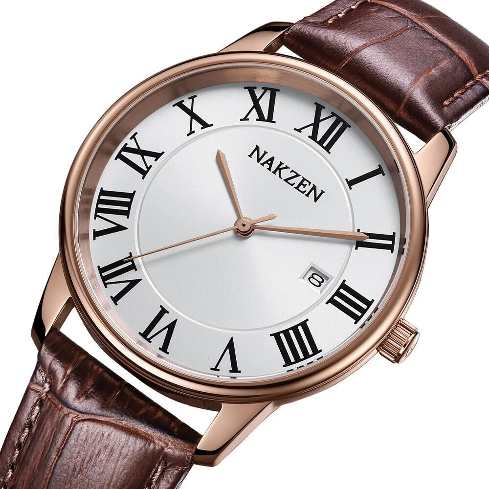 New NAKZEN Top Brand Luxury Fashion Mens Watches  Big Dia Stainless Steel Quartz Watch Men Sport Male Clock Relogio Masculino 4090