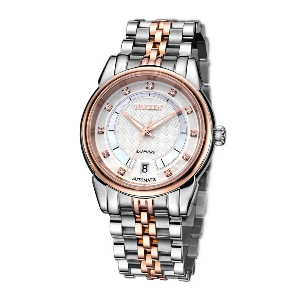 NAKZEN Men Japan Automatic NH35 Movement Mechanical Watch Mens Luminous Waterproof Diamond Classic Wrist Watches Reloj Hombre 6033