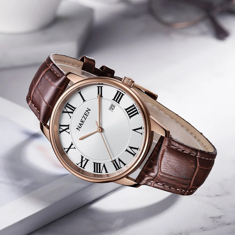 New NAKZEN Top Brand Luxury Fashion Mens Watches  Big Dia Stainless Steel Quartz Watch Men Sport Male Clock Relogio Masculino 4090