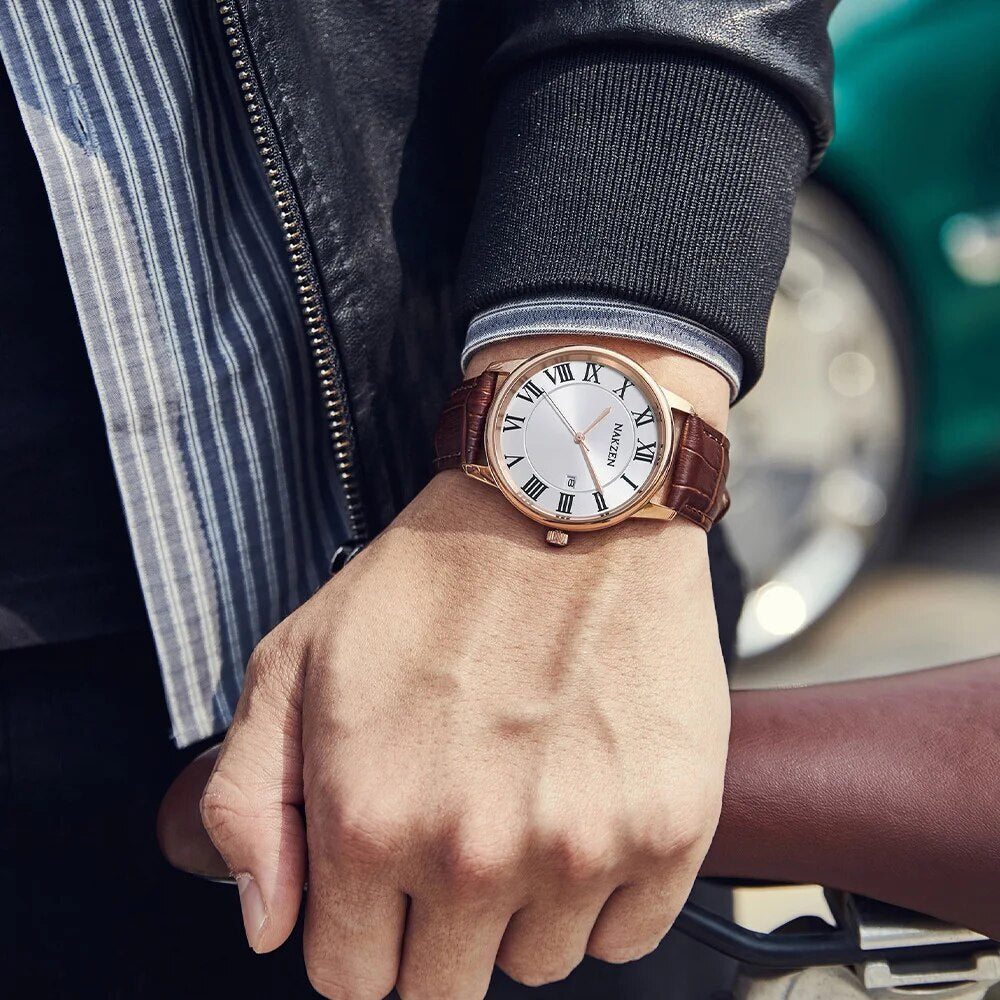 New NAKZEN Top Brand Luxury Fashion Mens Watches  Big Dia Stainless Steel Quartz Watch Men Sport Male Clock Relogio Masculino 4090