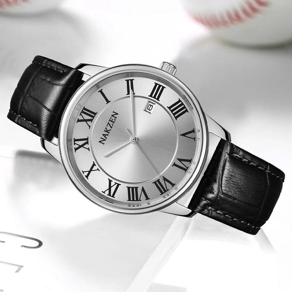 New NAKZEN Top Brand Luxury Fashion Mens Watches  Big Dia Stainless Steel Quartz Watch Men Sport Male Clock Relogio Masculino 4090