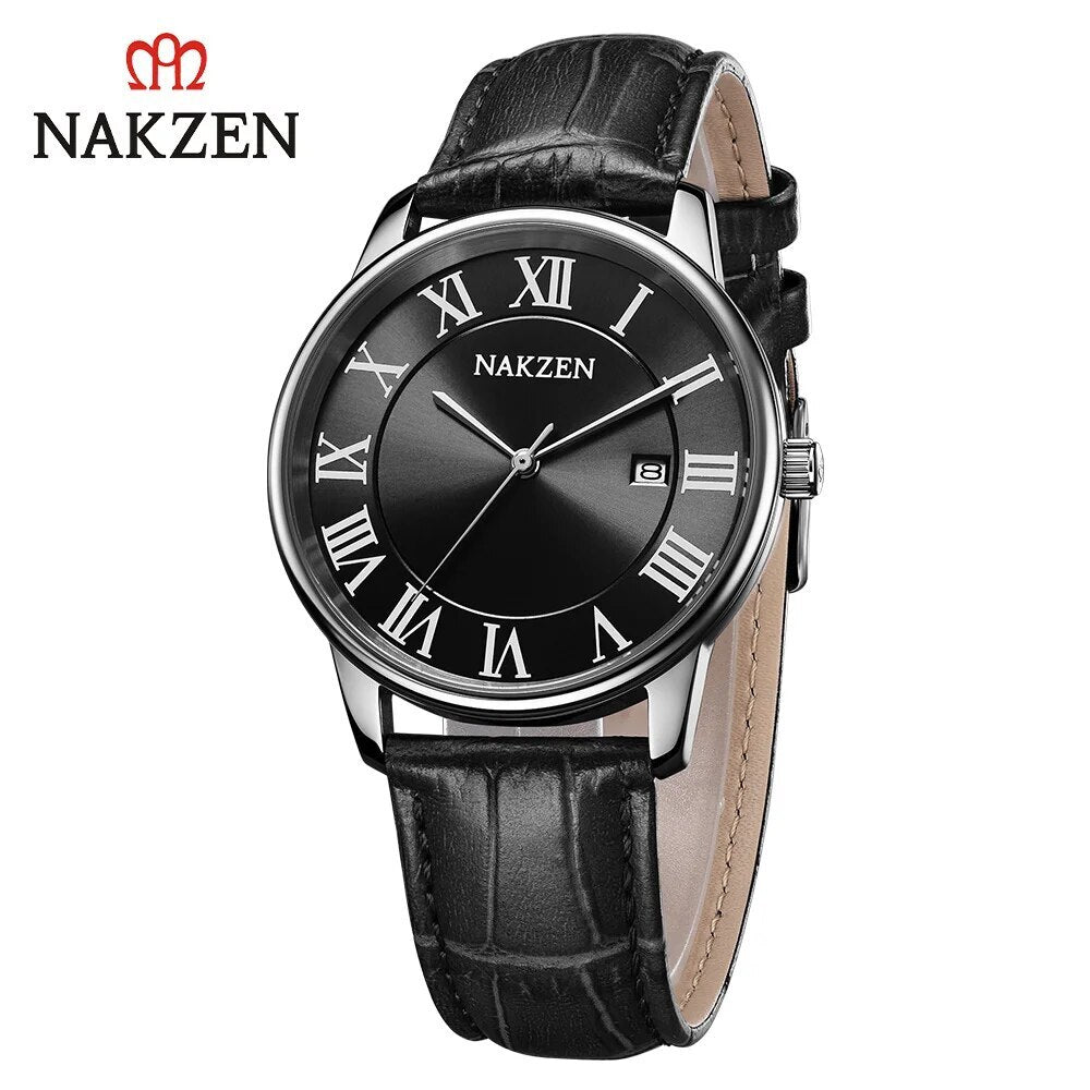 New NAKZEN Top Brand Luxury Fashion Mens Watches  Big Dia Stainless Steel Quartz Watch Men Sport Male Clock Relogio Masculino 4090