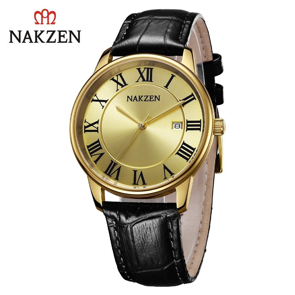 New NAKZEN Top Brand Luxury Fashion Mens Watches  Big Dia Stainless Steel Quartz Watch Men Sport Male Clock Relogio Masculino 4090