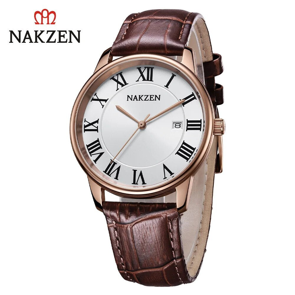 New NAKZEN Top Brand Luxury Fashion Mens Watches  Big Dia Stainless Steel Quartz Watch Men Sport Male Clock Relogio Masculino 4090