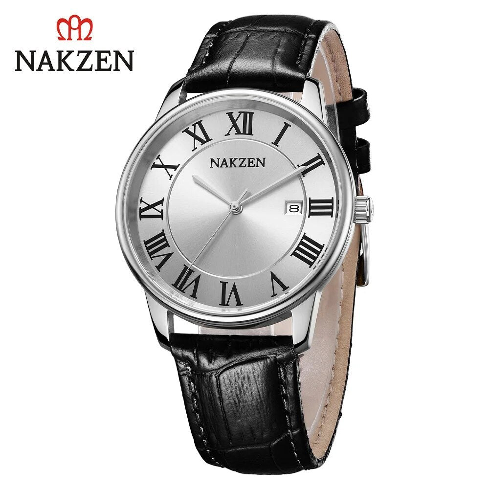 New NAKZEN Top Brand Luxury Fashion Mens Watches  Big Dia Stainless Steel Quartz Watch Men Sport Male Clock Relogio Masculino 4090