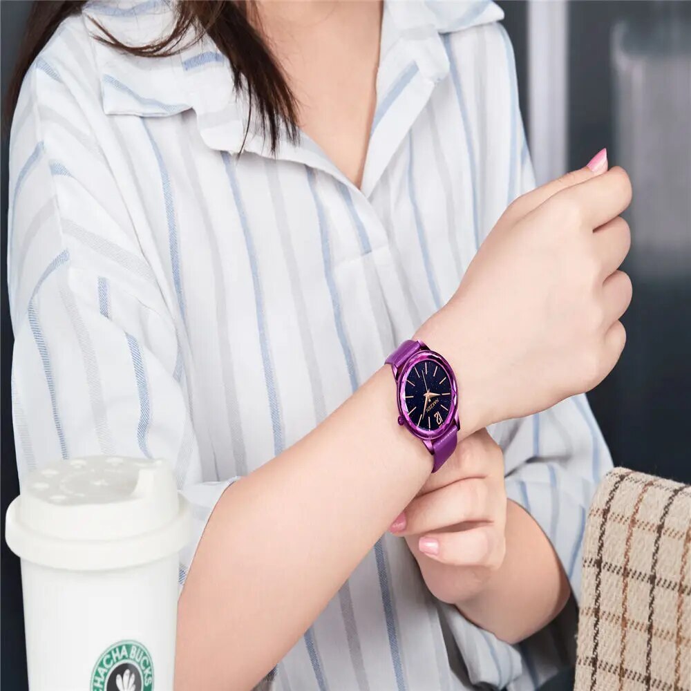 NAKZEN Dress Women Quartz Watches Minimalism Starry sky Magnet Buckle Fashion Wristwatch Waterproof Roman Numeral reloj mujer 4206