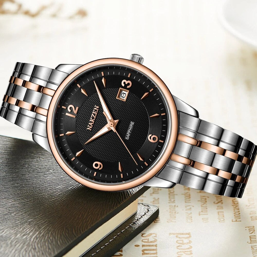 NAKZEN Men Watches Top Brand Luxury Clock Male Stainless Steel Casual Quartz Watch Mens Sports Wristwatch relogio masculino 4047