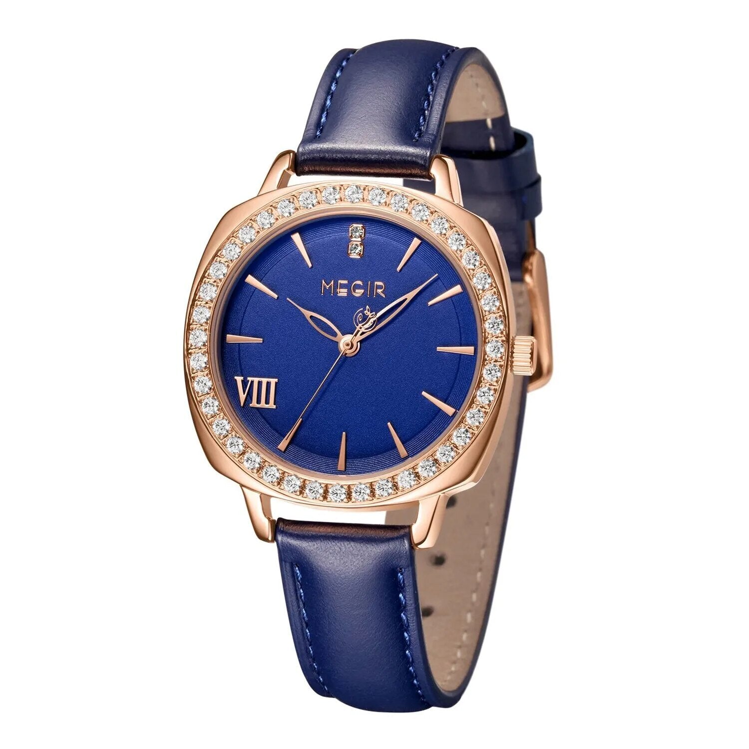 MEGIR Fashion Women Watch Luxury Diamond Leather Ladies Bracelet Watch Female Quartz Wristwatches Dress Clock Relogio Feminino 7029