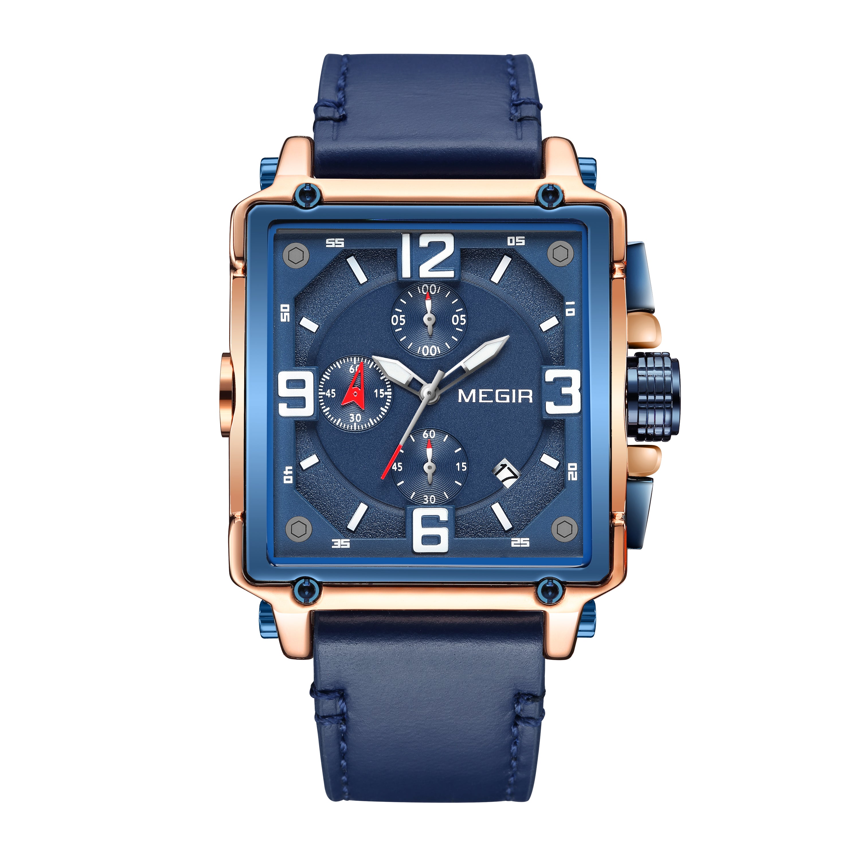 MEGIR Men Watch Top Brand Luxury Chronograph Quartz Watches Clock Waterproof Leather Strap Sport Military Wristwatch Relogio Masculino 2061