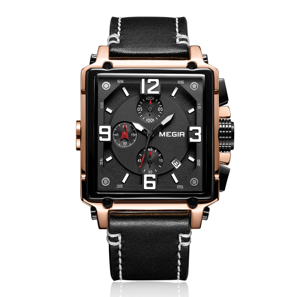 MEGIR Men Watch Top Brand Luxury Chronograph Quartz Watches Clock Waterproof Leather Strap Sport Military Wristwatch Relogio Masculino 2061