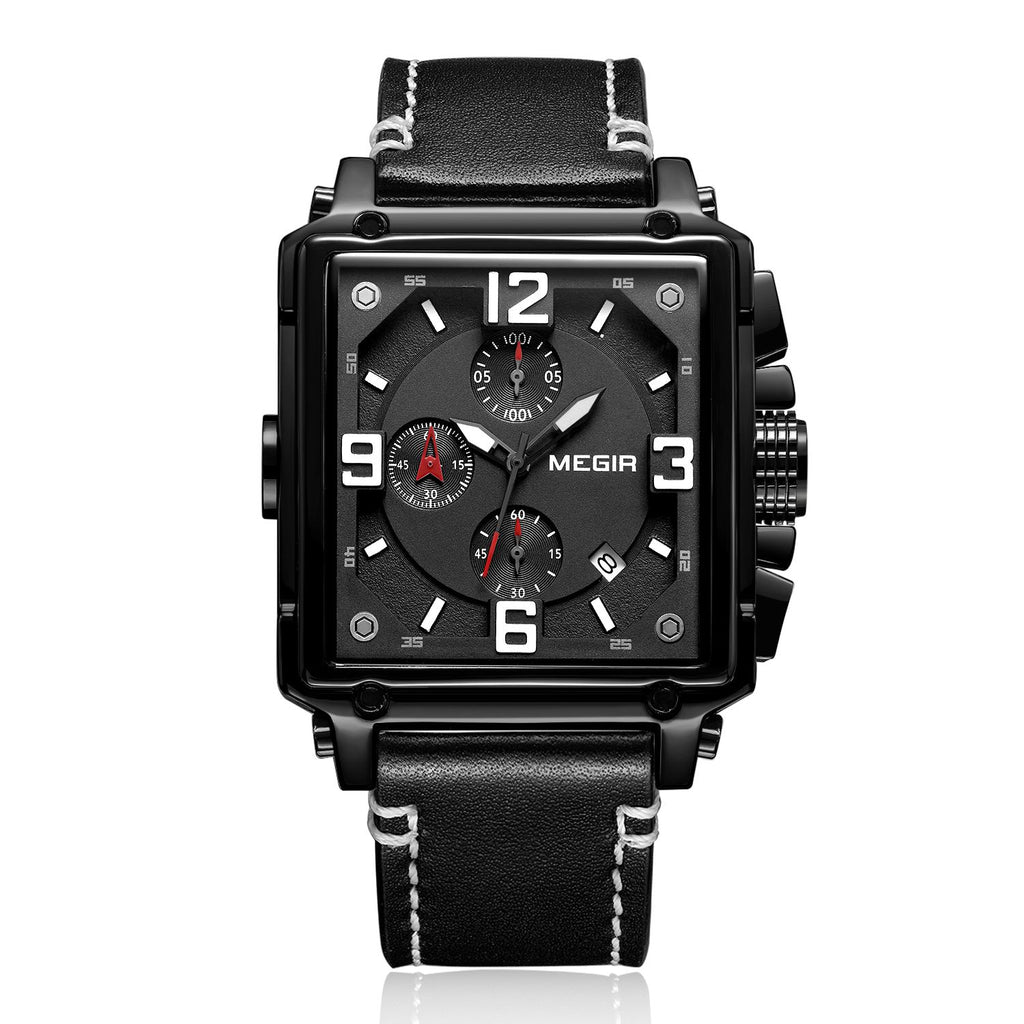 MEGIR Men Watch Top Brand Luxury Chronograph Quartz Watches Clock Waterproof Leather Strap Sport Military Wristwatch Relogio Masculino 2061