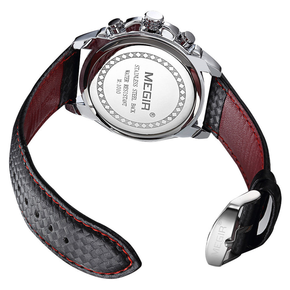 MEGIR Fashion Watches for Men Multifunction Sports Wristwatch Waterproof Quartz Watch Clock Leather Strap Relogio Masculino 1010
