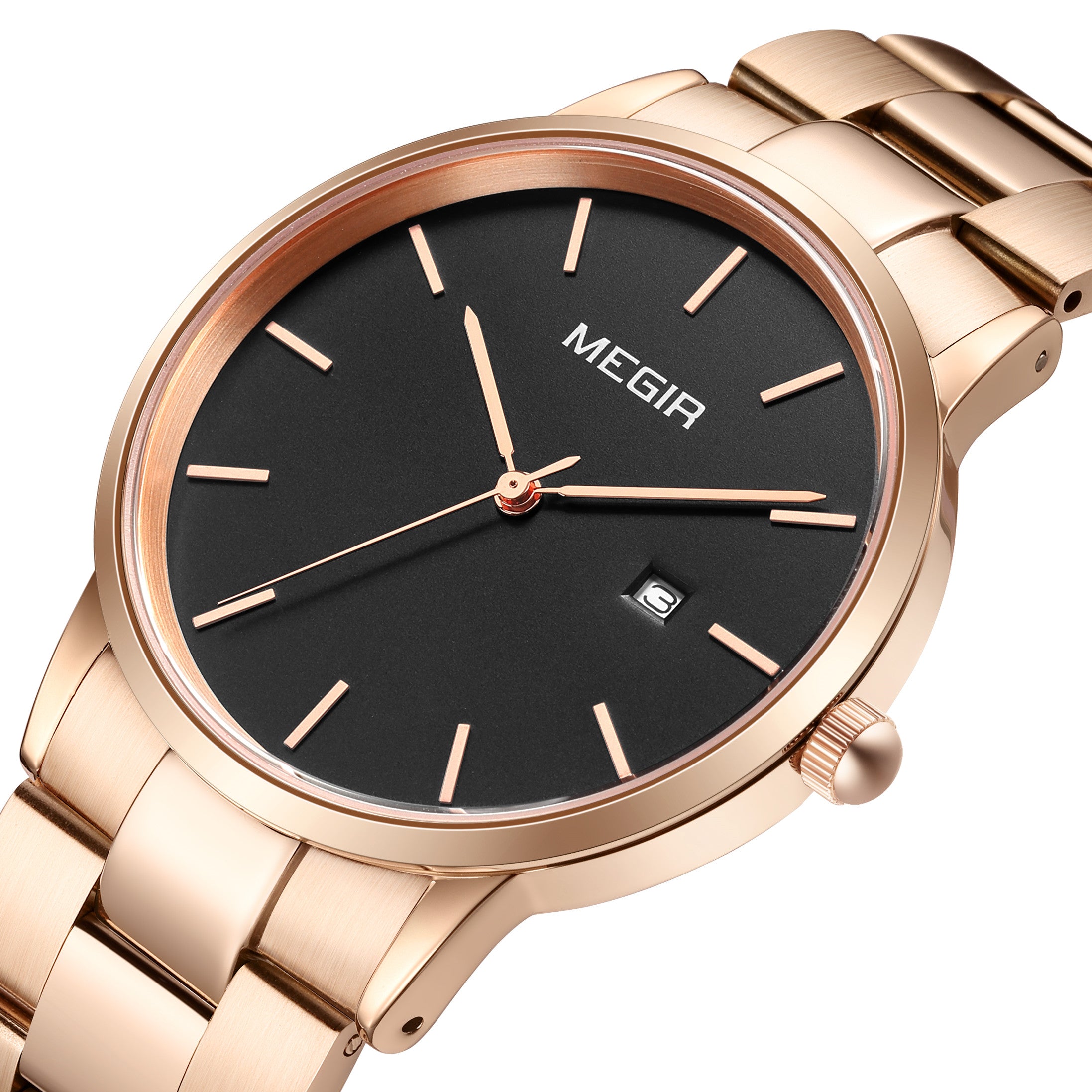 MEGIR Quartz Watch for Men Top Brand Luxury Steel Band Wristwatches Business Casual Date Clock Waterproof Relogio Masculino 2164