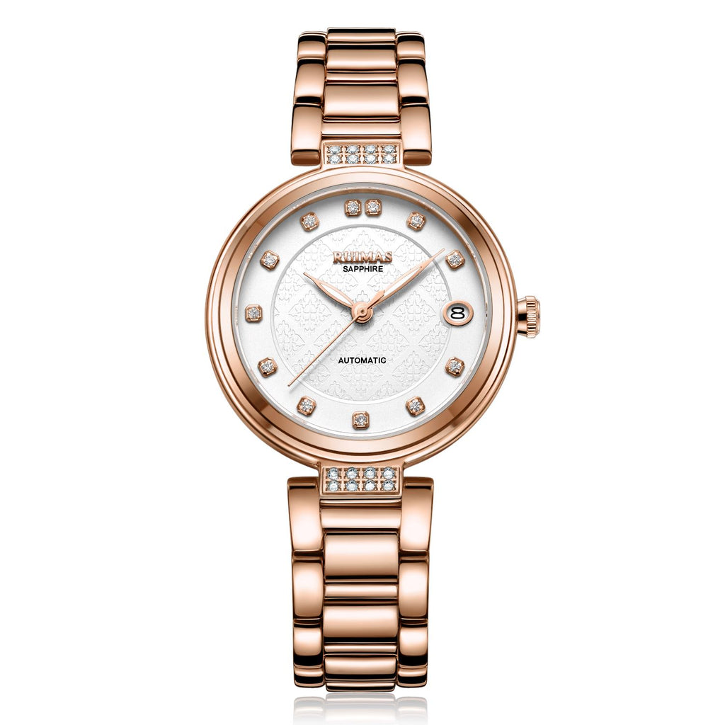 RUIMAS Women Automatic Mechanical Watch Steel Strap Ladies Business Wrist Watch Fashion Waterproof Date Clock Montre Femme 6756