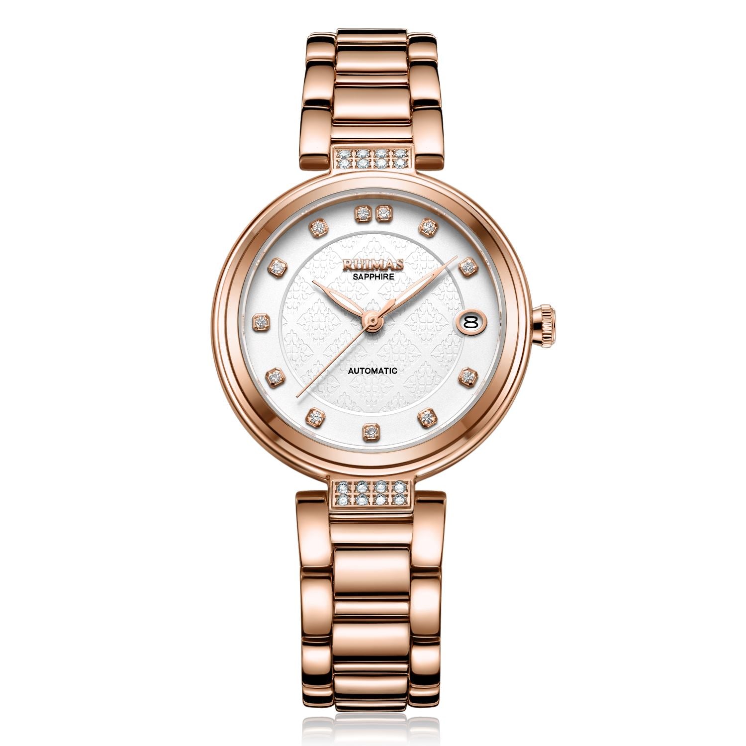 RUIMAS Women Automatic Mechanical Watch Steel Strap Ladies Business Wrist Watch Fashion Waterproof Date Clock Montre Femme 6756