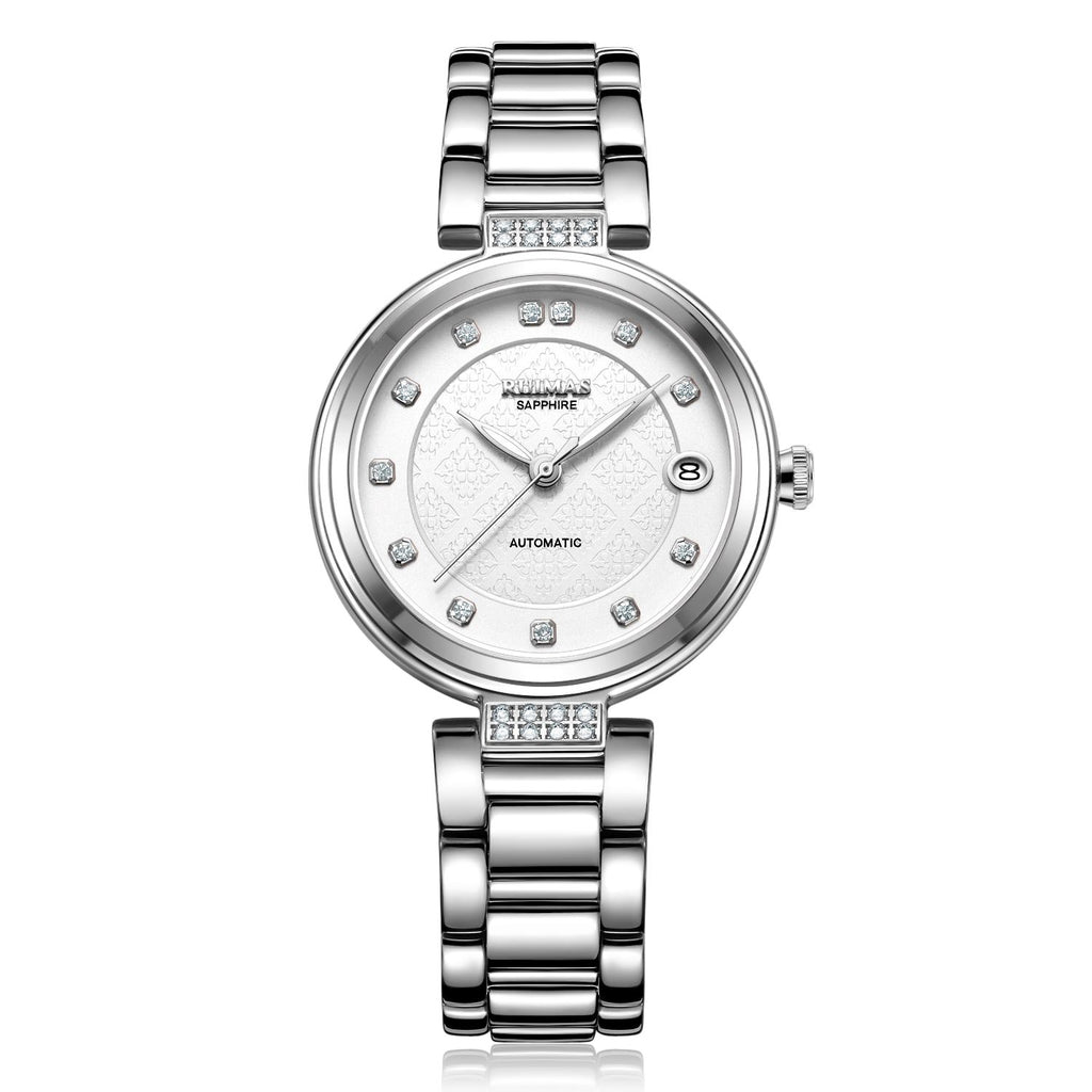 RUIMAS Women Automatic Mechanical Watch Steel Strap Ladies Business Wrist Watch Fashion Waterproof Date Clock Montre Femme 6756