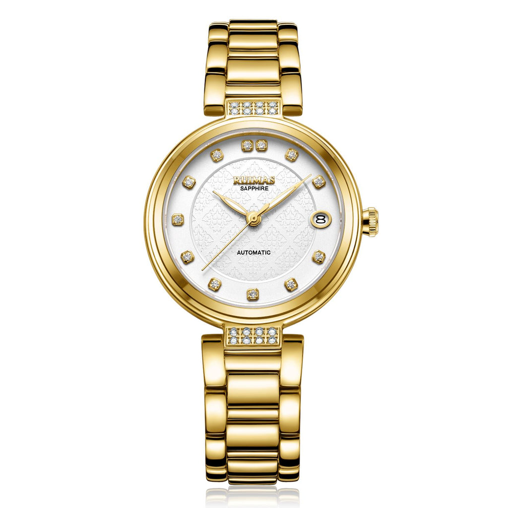 RUIMAS Women Automatic Mechanical Watch Steel Strap Ladies Business Wrist Watch Fashion Waterproof Date Clock Montre Femme 6756