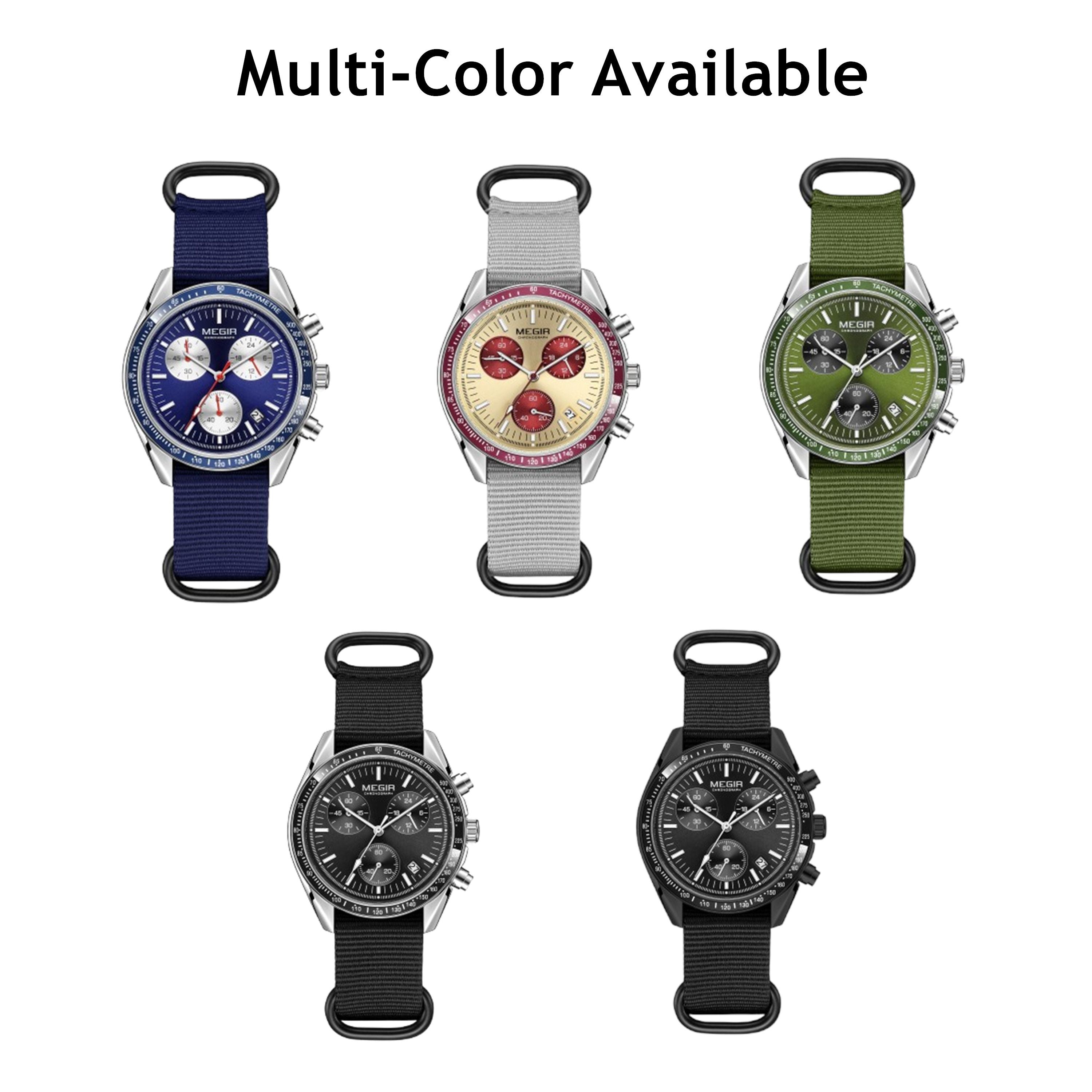 MEGIR Fashion Brand Men Wristwatches Military Sport Watches Canvas Strap Waterproof Chronograph Clock Gift for Men Montre Homme 2247