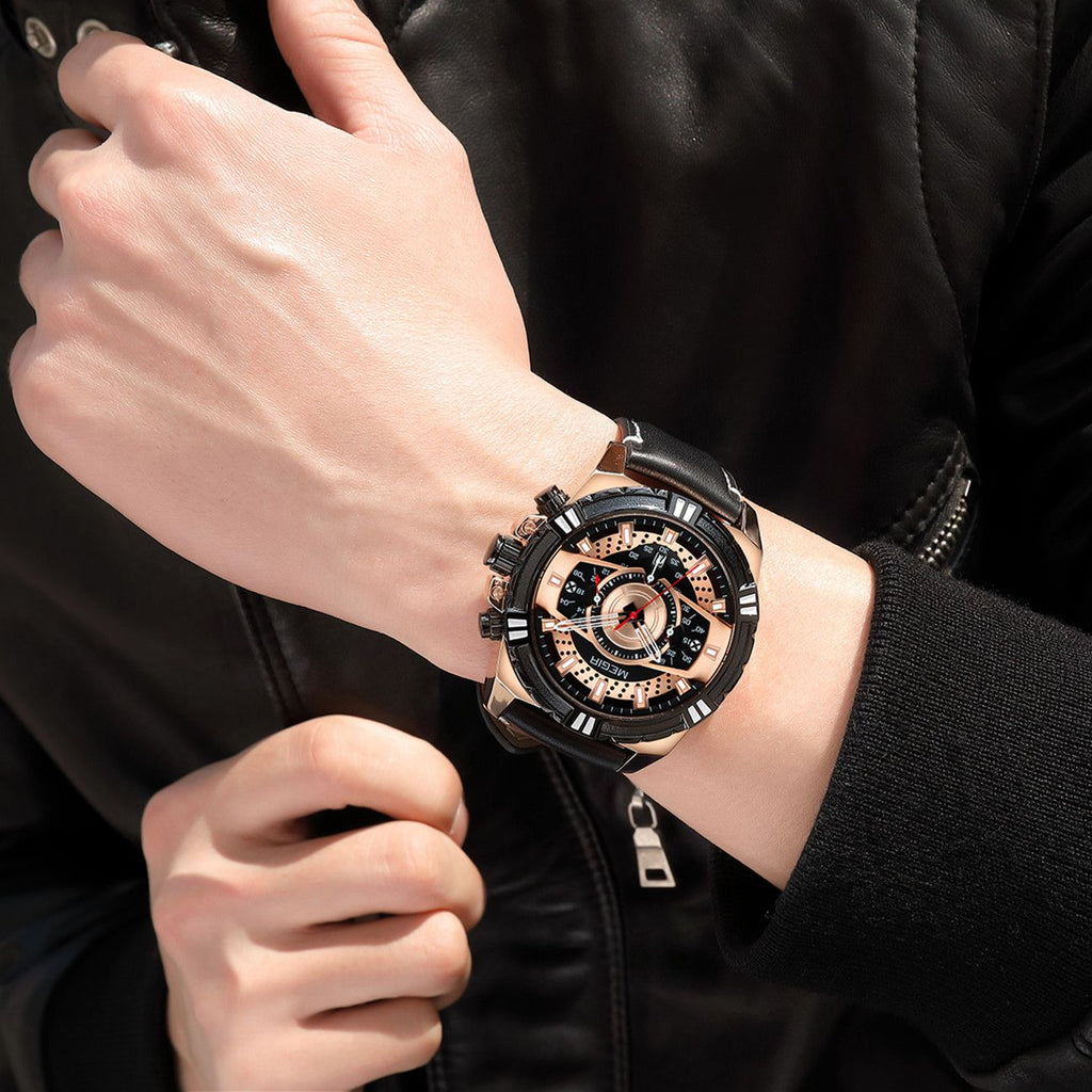 MEGIR Luxury Men Casual Sport Watch Leather Strap Quartz Wristwatch Waterproof Calendar Man Chronograph Clock Montre Homme 2118
