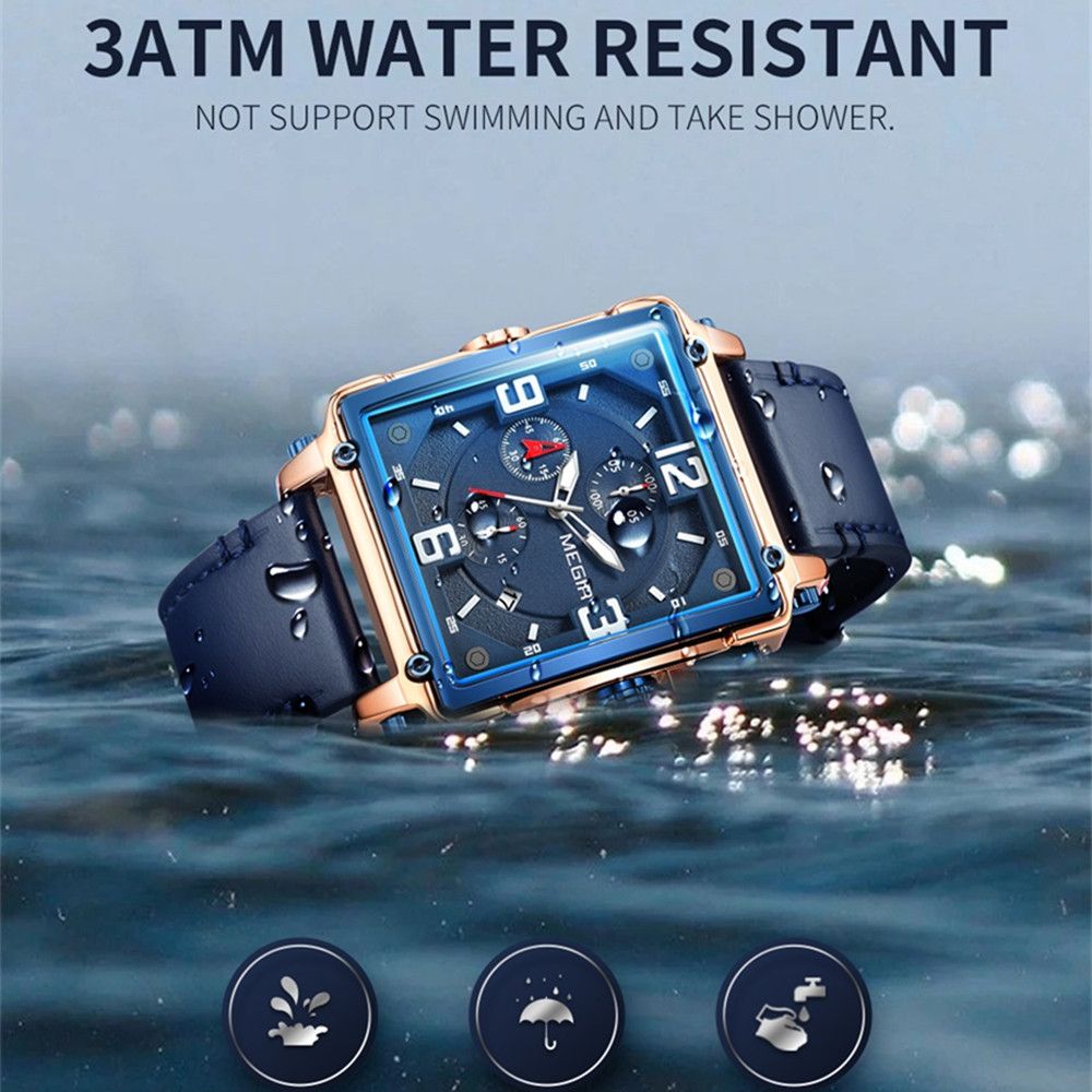 MEGIR Men Watch Top Brand Luxury Chronograph Quartz Watches Clock Waterproof Leather Strap Sport Military Wristwatch Relogio Masculino 2061