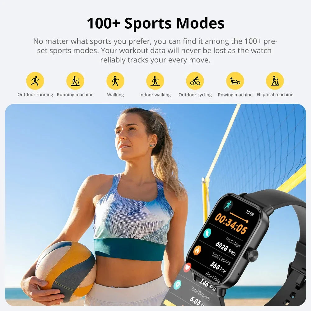Voice Calling Smart Watch Screen Health Monitor (Black)