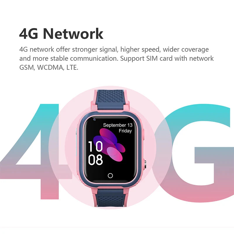 4G Smart Watch Kids GPS Video Call Waterproof (Pink)